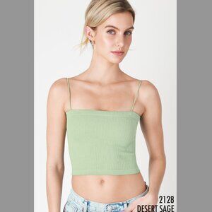 New Desert Sage Green Spaghetti Strap Crop Top One Size